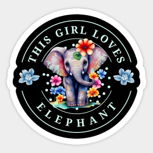 this girl loves elephant cute baby colorful elephant Sticker